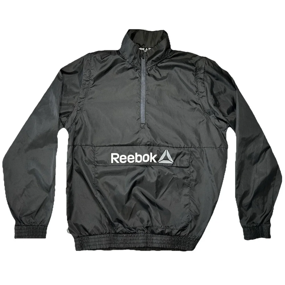Reebok Windbreaker Jacket Boys 2XL Pullover 1/4 Zip Convertible Vest Running EUC